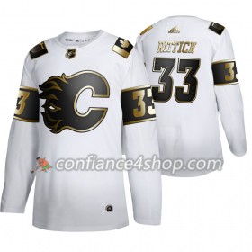 Adidas Maillot de Hockey Calgary Flames David Rittich 33 Adidas 2019-20 Golden Edition Blanc Authentic - Homme